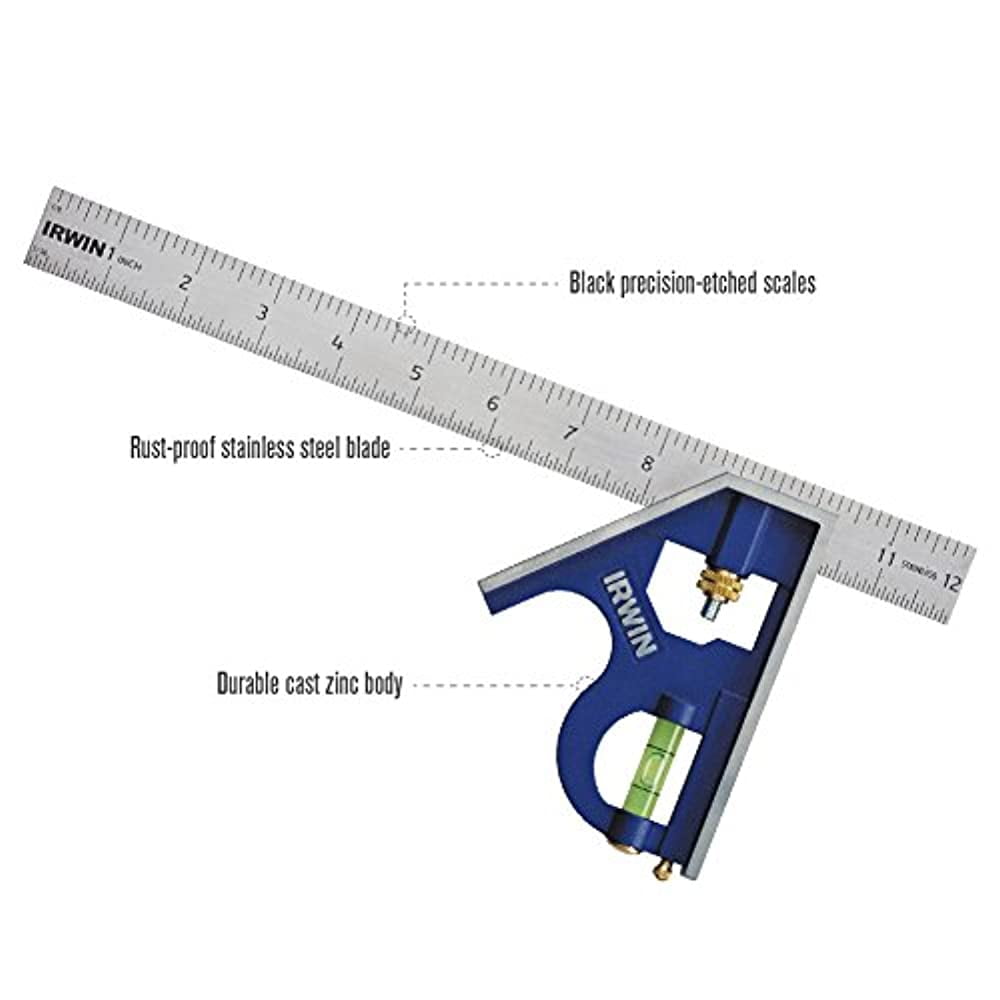 Irwin 12" Metal Combination Square with Stainless Steel Blade