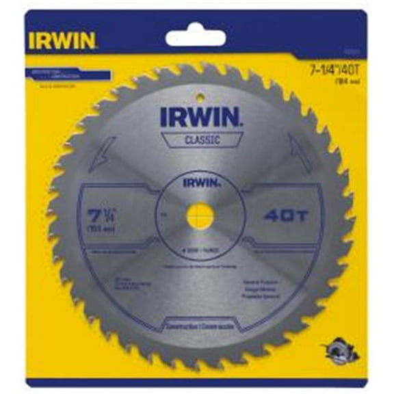 Irwin Tools HN15230ZR 7.25 x 0.62 in. 40 Teeth Universal Arbor-Wood Saw Blade
