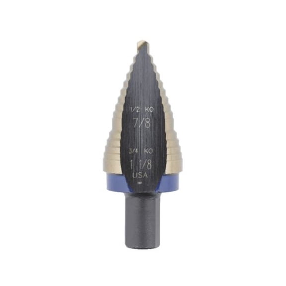 Irwin Tools IRWIN 10239CB Unibit 2-Steps Cobalt Alloy Steel Step Drill Bit for 1/2-Inch and 3/4-Inch KO, Black CA2