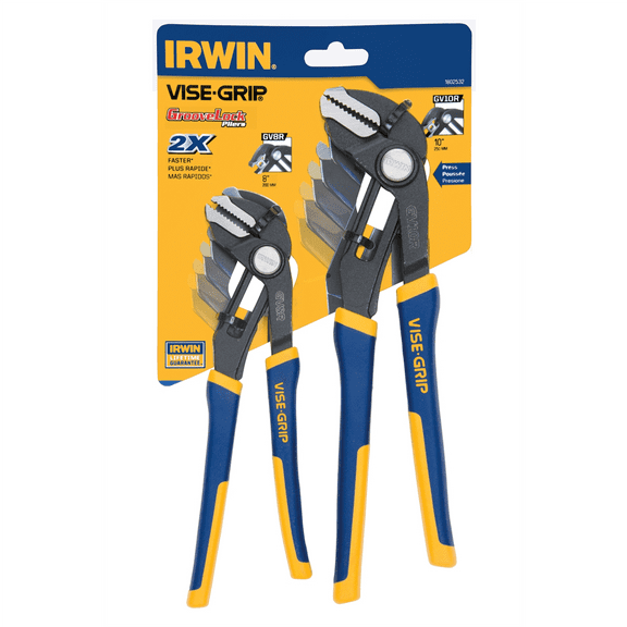 Irwin Tools VISE-GRIP Groovelock Pliers, Straight Jaw 8 & 10 in, 1802532