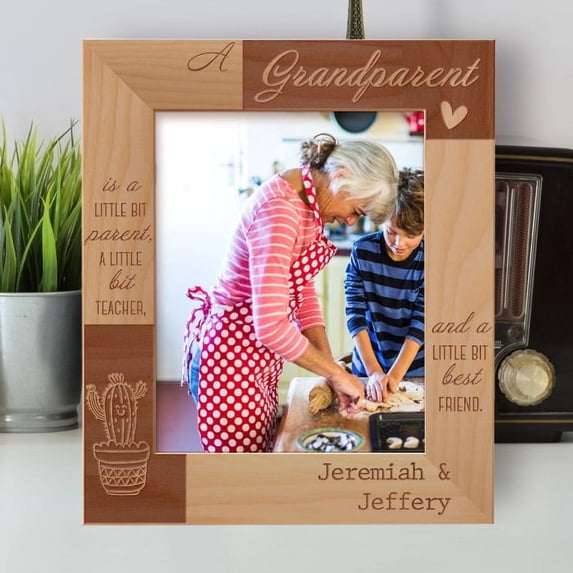 Is A Little Bit Parent A Little Bit Teacher And A Little Bit Best Friend Personalized Wooden Frame 8" x 10" Brown (Vertical)