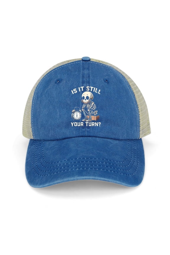 Is It Still Your Turn Dark Blue Hat Adjustable Funny Fashion Unisex Baseball Cap for Men Women