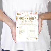 Is the Price Right Game Blush Pink Gold Glitter Baby Shower Games, 20-Pack