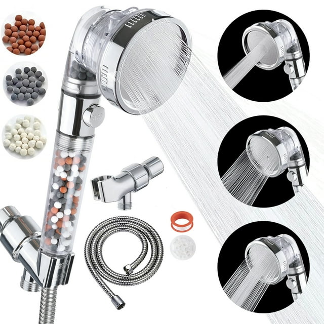 IsEasy 3 Modes High Pressure Filter Showerhead Set with Stop Button