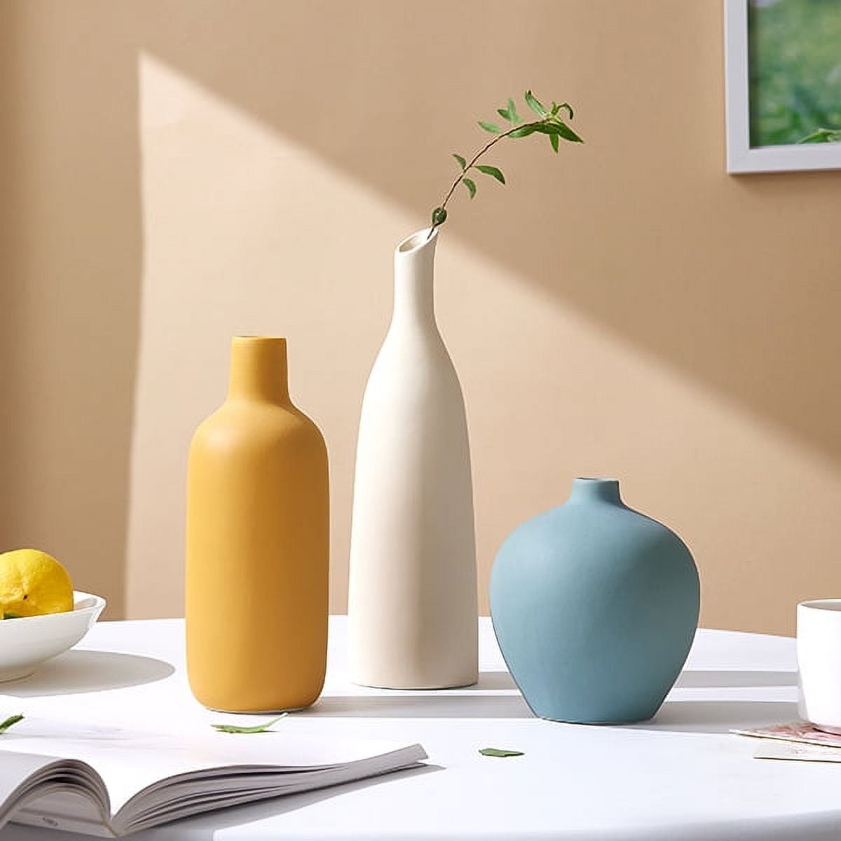 IsEasy Ceramic Vase Set of 3, Decor Flower Vase Minimalism Style for ...