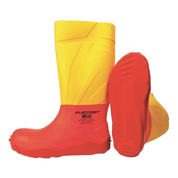 Overshoes, Composite Toe, Rubber, 7 1/2 in Height, Slip On Closure, Slip Resistant Sole, Red, XL
