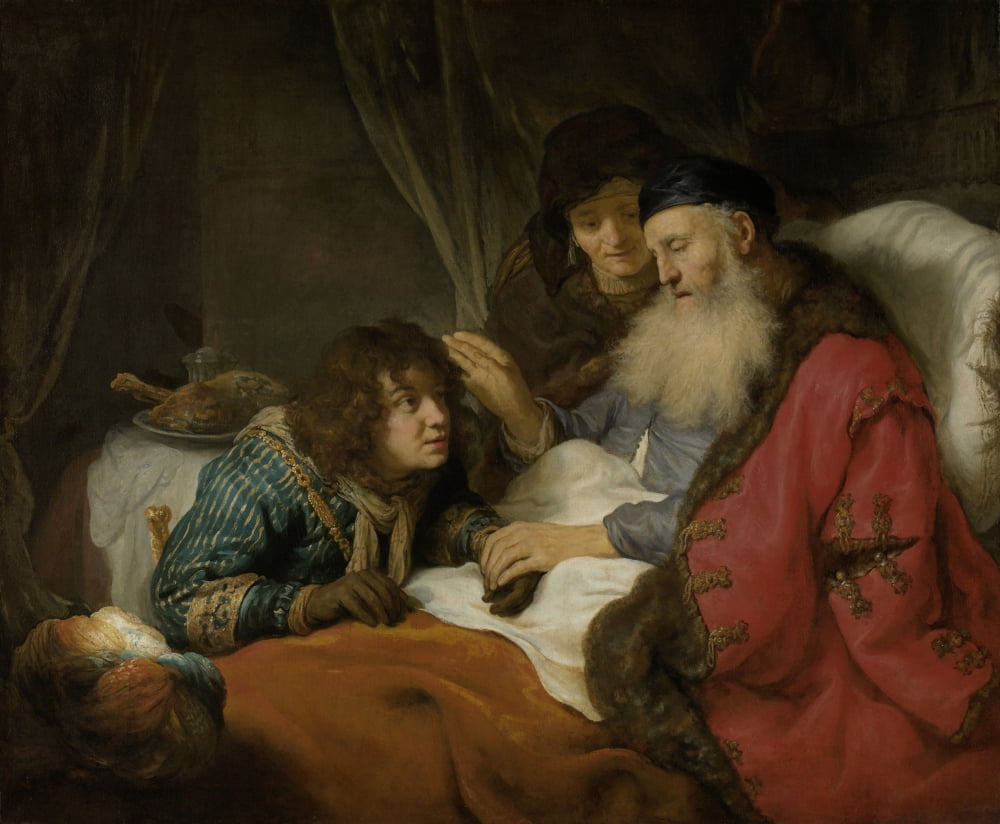 Isaac Blessing Jacob Canvas Art - (36 x 24)