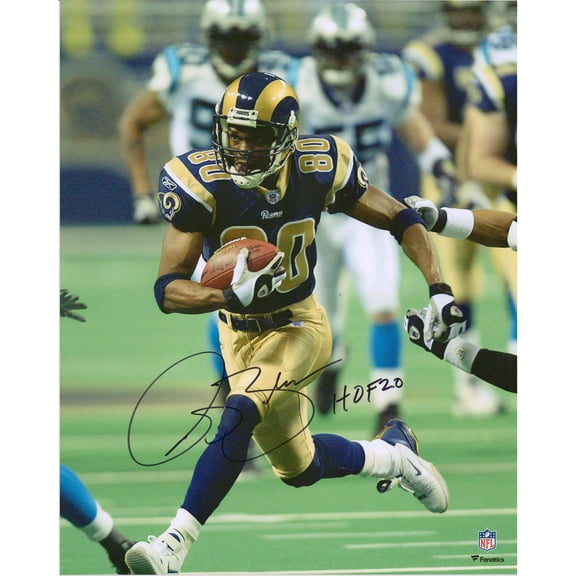 Isaac Bruce St. Louis Rams Autographed 16" x 20" Running Photograph with "HOF 20" Inscription - Fanatics Authentic Certified