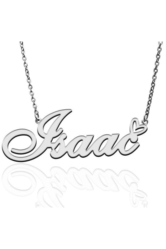 Isaac Custom Name Necklace Customized Personalized Plated Name Necklace for Mother Daughter Friendship Women Valentine's Day Christmas Birthday New Year Silver