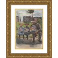 thumbnail image 1 of Isaac Israëls 18x24 Gold Ornate Framed and Double Matted Museum Art Print Titled - A Man with Three Girls on a Bench in the Oosterpark in Amsterdam (C. 1886 - C. 1904), 1 of 4
