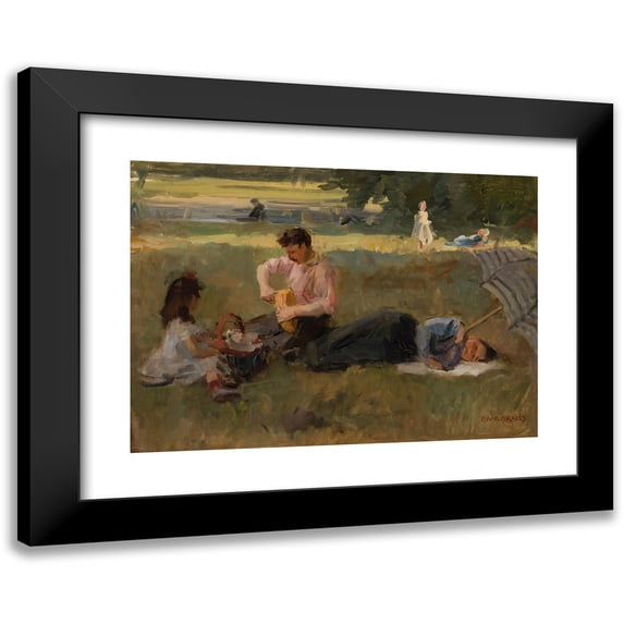 Isaac Israëls 24x18 Black Modern Framed Museum Art Print Titled - Picnic in the Bois De Boulogne, Paris