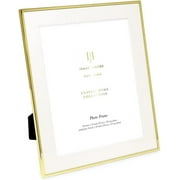 Isaac Jacobs 10x12 Matted 8x10 Gold Metal Picture Frame, Classic Metal Photo Frame Made For Tabletop & Hanging Display, Home and Office Dcor, Photo Gallery and Wall Art 10x12 Matted 8x10, Gold