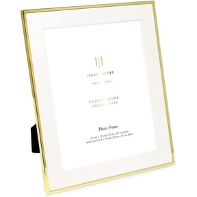 Isaac Jacobs 10x12 Matted 8x10 Gold Metal Picture Frame, Classic Metal Photo Frame Made For Tabletop & Hanging Display, Home and Office Dcor, Photo Gallery and Wall Art 10x12 Matted 8x10, Gold