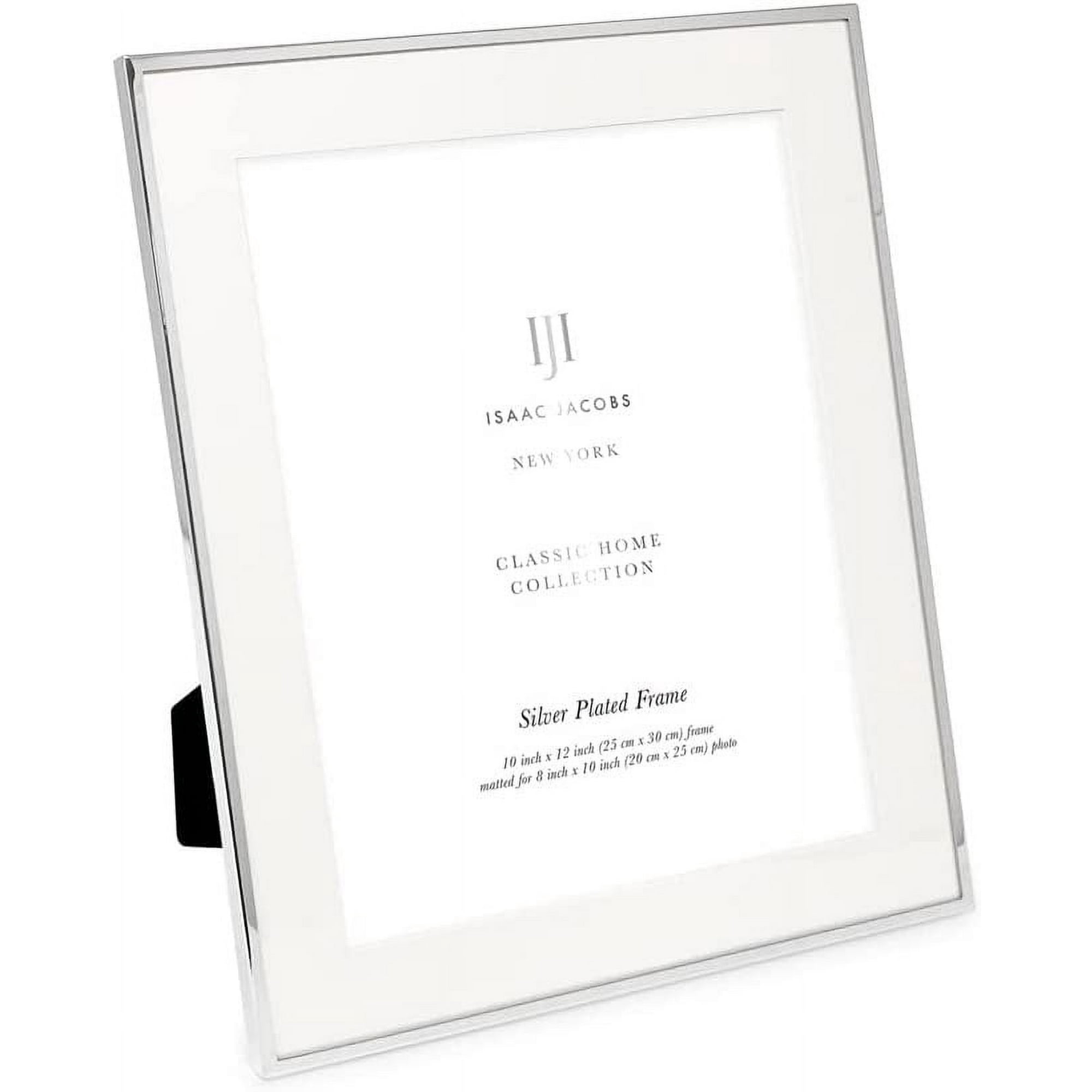 Isaac Jacobs 10x12 Matted 8x10 Silver Metal Picture Frame, Classic Metal Photo Frame Made For Tabletop & Hanging Display, Home and Office Décor