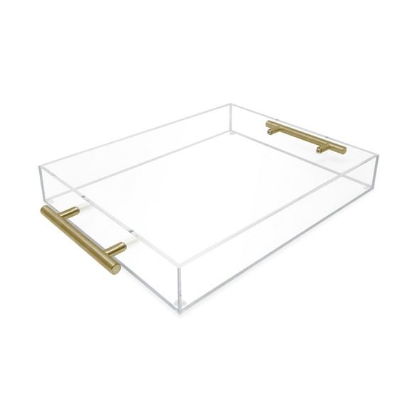 Isaac Jacobs 11x14 Acrylic Serving Tray with Gold Handles