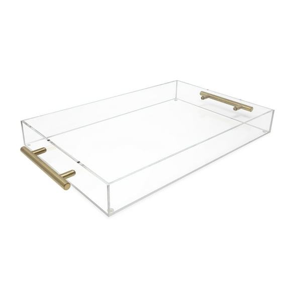 Isaac Jacobs 11x17 Acrylic Serving Tray with Gold Handles