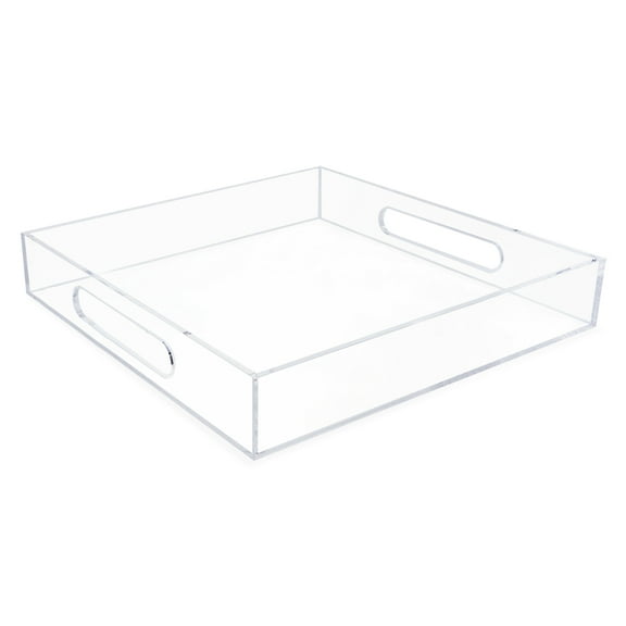 Isaac Jacobs 12x12 Clear Acrylic Serving Tray with Cutout Handles