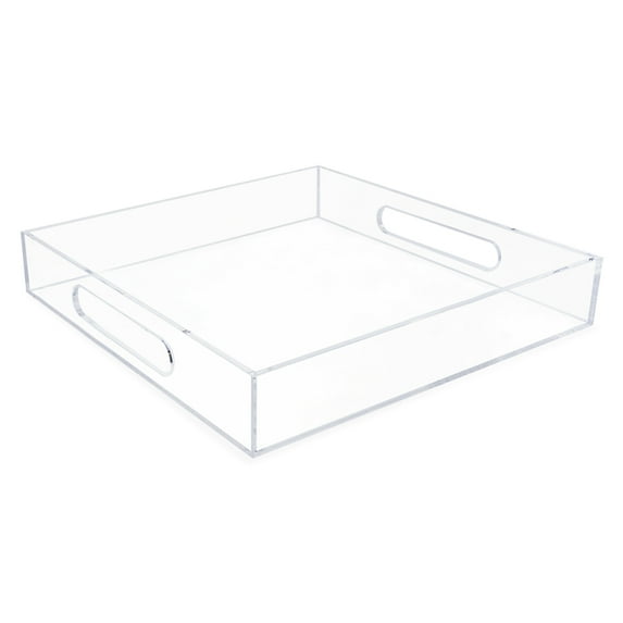 Isaac Jacobs 12x12 Clear Acrylic Serving Tray with Cutout Handles