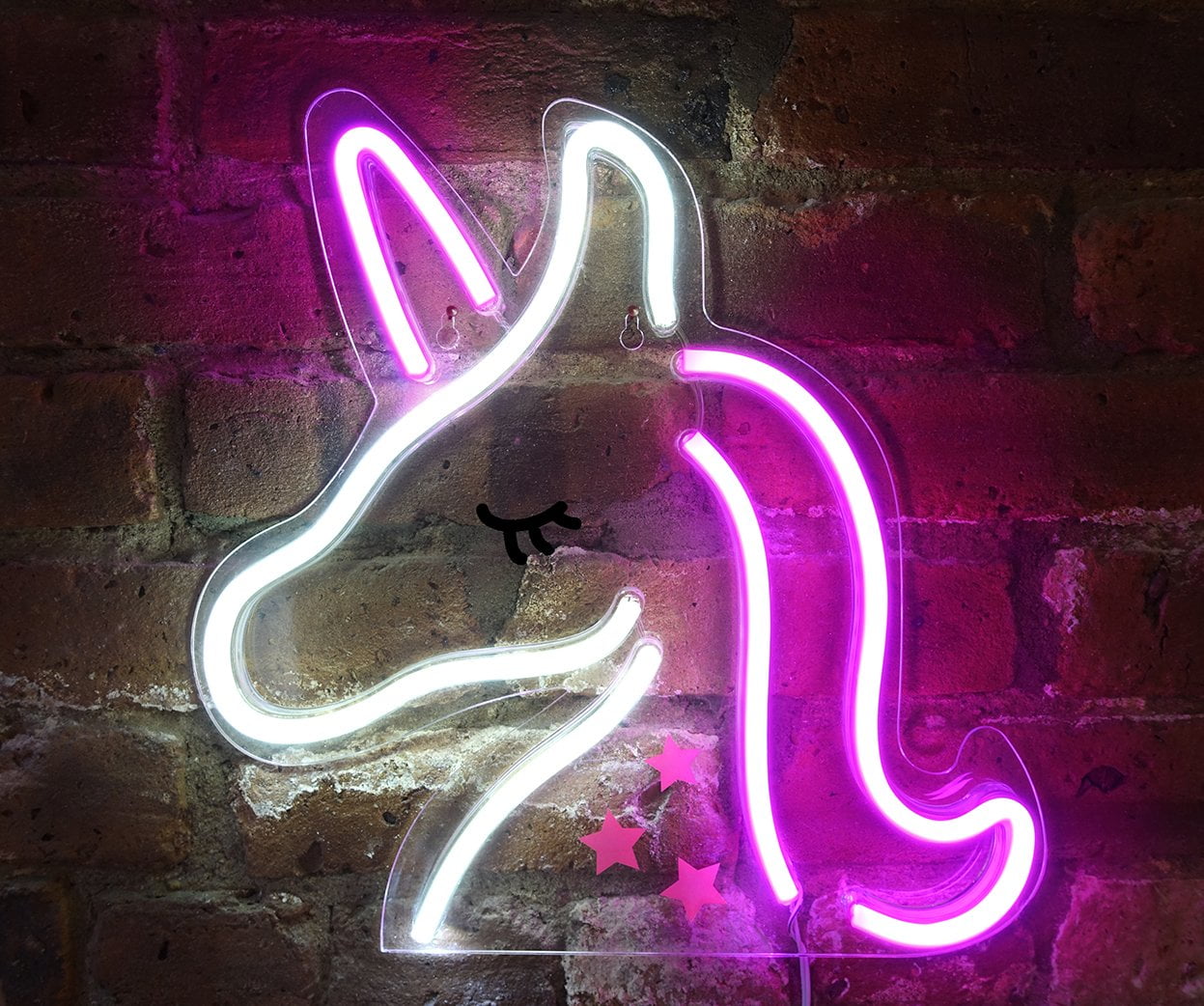 Isaac Jacobs 13" x 13" LED Neon Sign Pink and White Unicorn Wall Sign