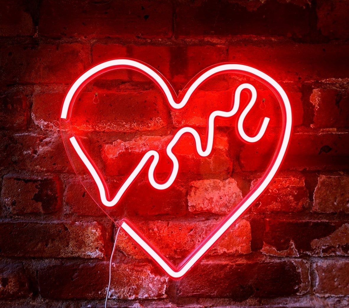 Red LED Neon Heart Love Wall Sign with USB Power