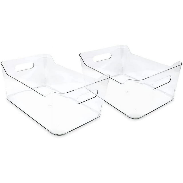 Isaac Jacobs 2Pack Large Clear Storage Bins with Handles, BPAFree, Fridge/Freezer/Food Safe