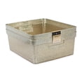 thumbnail image 1 of Isaac Jacobs 2-Pack Medium Champagne Glitter Storage Bin Set with Cutout Handles, Storage Solution, 1 of 7