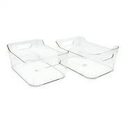 Isaac Jacobs 2-Pack Small Clear Storage Bins with Handles, BPA-Free/Food Safe
