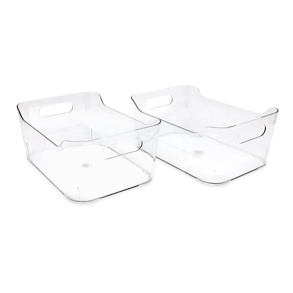Isaac Jacobs 2-Pack Small Clear Storage Bins with Handles, BPA-Free and Food Safe