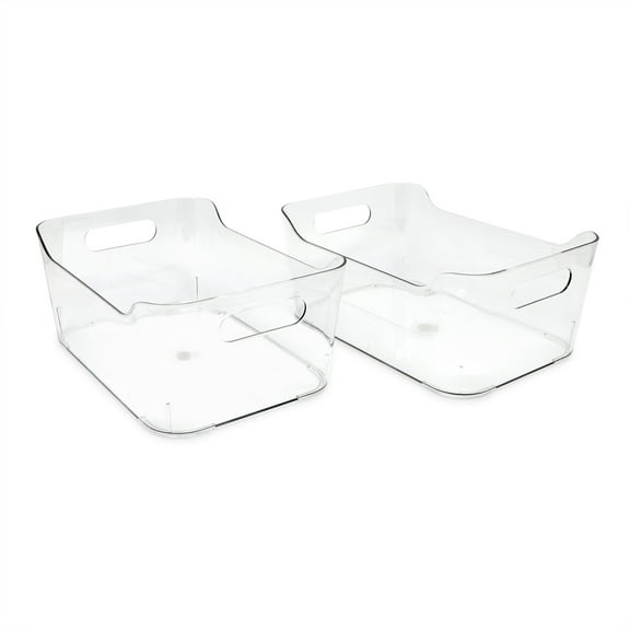 Isaac Jacobs 2-Pack Small Clear Storage Bins with Handles, BPA-Free/Food Safe
