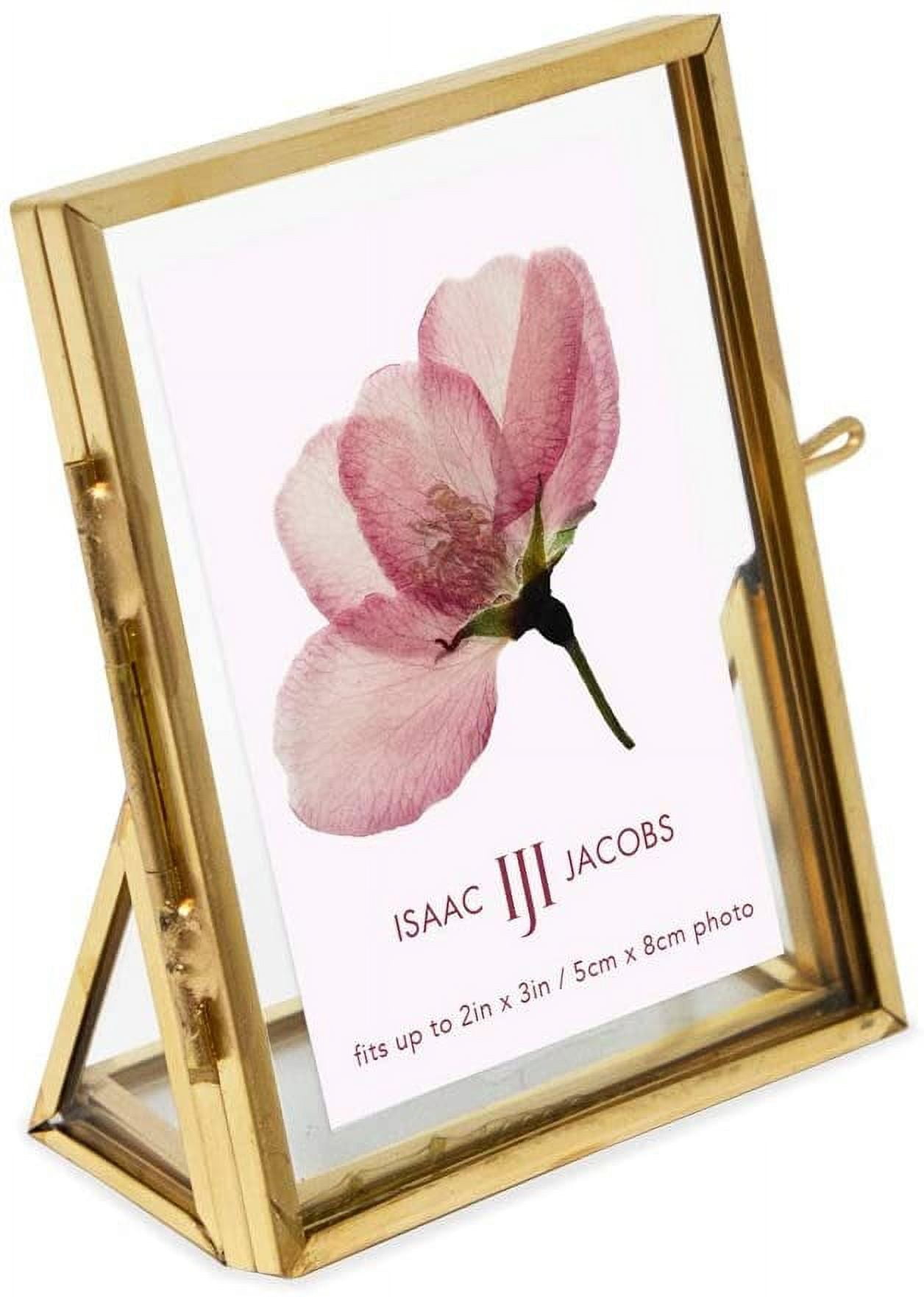 Antique Gold Brass and Glass Floating Photo Frame