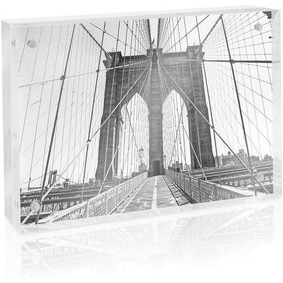 Isaac Jacobs 3.5 x 5 Super Thick [23MM Thickness] Clear Acrylic Magnetic Block Picture Frame, Double-Sided, Frameless, Freestanding, Floating Photos