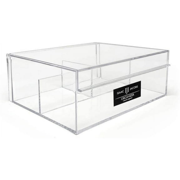 Isaac Jacobs 3-Compartment Clear Acrylic Organizer with Lid, Multi-Sectional Storage Solution