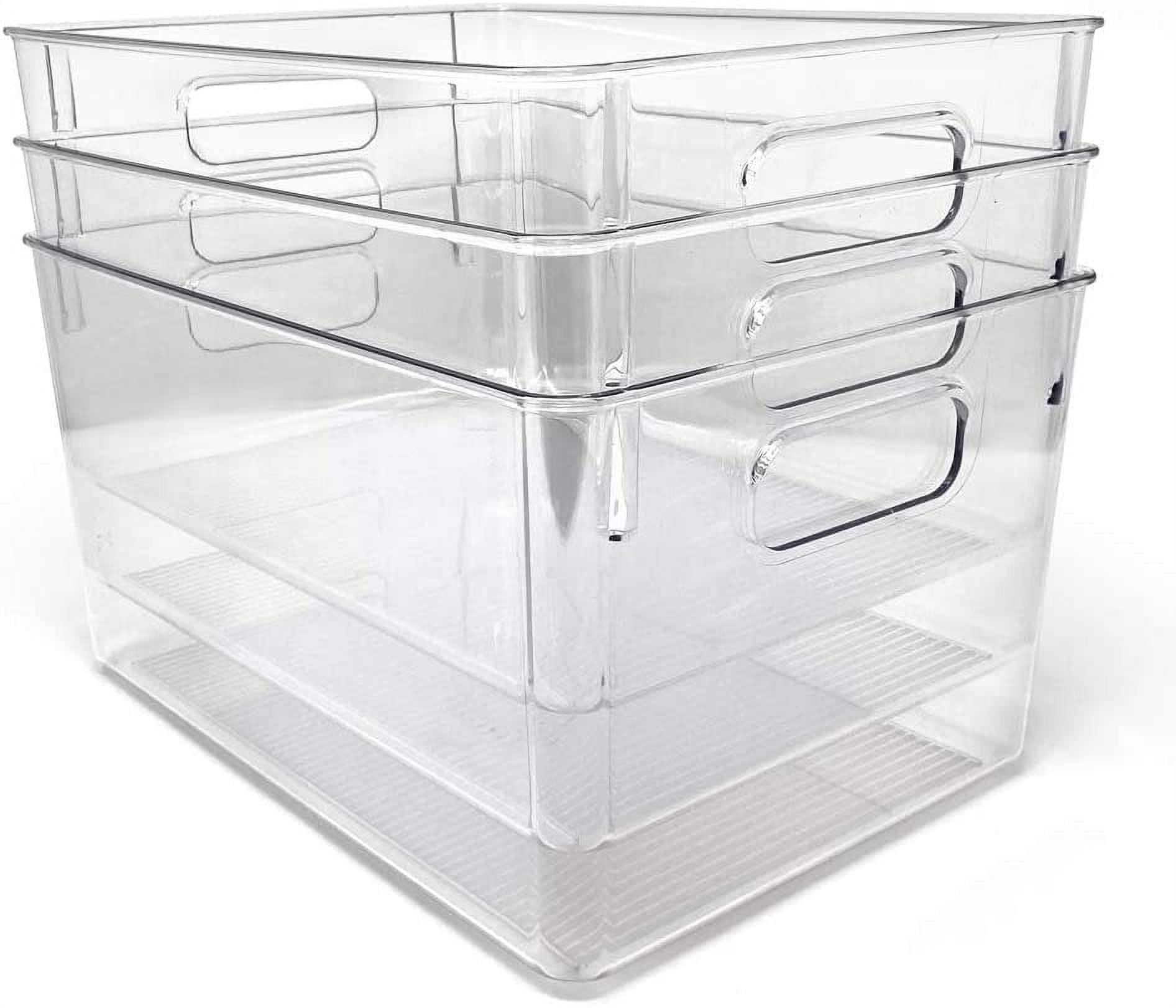 Isaac Jacobs 5-Pack Small Clear Storage Bins (5.5” L x 7.75” W x 2.5” H), Plastic Organizer for Home, Office, Kitchen, fridge/freezer, Desk