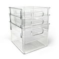 Isaac Jacobs 3Pack BPAFree Storage Bins, Clear Stackable Organizing Containers for Bathroom