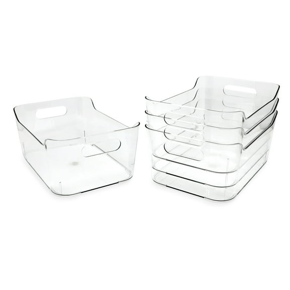 Isaac Jacobs 4-Pack Small Storage Bins with Handles, BPA Free/Food Safe