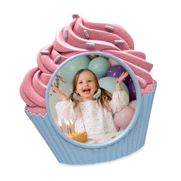 Isaac Jacobs 4x4 Blue Cupcake Frame with Easel for Tabletop Display, Decorative Art Design, Home Décor (4x4, Blue)