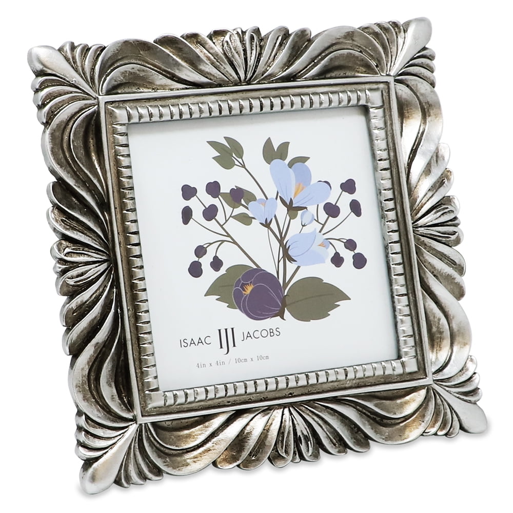 Isaac Jacobs 4x4 Silver Hand-Crafted Resin Picture Frame