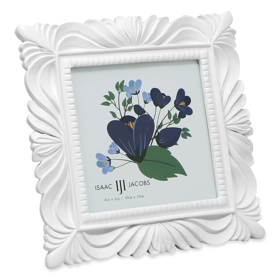 Isaac Jacobs 4x4 White Wave Picture Frame for Tabletop Display