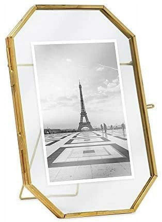 Isaac Jacobs 4x6 Antique Gold Octagon Metal Tabletop Picture Frame - Walmart.com