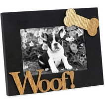 Isaac Jacobs 4x6 Black Dog “Woof!” Picture Frame, Tabletop Display