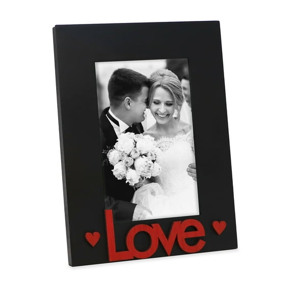 Isaac Jacobs 4x6 Black/Red “Love” Picture Frame for Tabletop Display