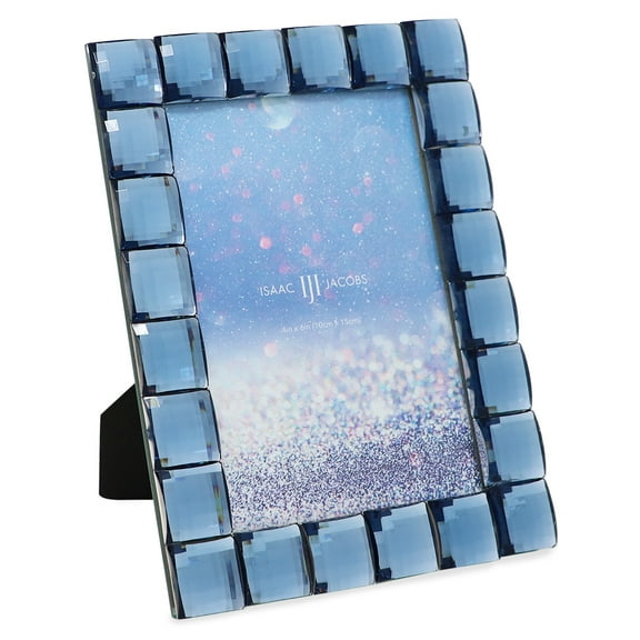 Isaac Jacobs 4x6 Decorative Sparkling Navy Jewel Picture Frame for Tabletop Display
