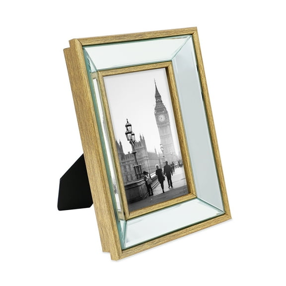 Isaac Jacobs 4x6 Gold Beveled Mirror Picture Frame for Tabletop Display