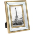 thumbnail image 1 of Isaac Jacobs 4x6 Gold Mirror Bead Picture Frame - Classic Mirrored Frame with Dotted Border Made for Wall Display, Tabletop, 1 of 7