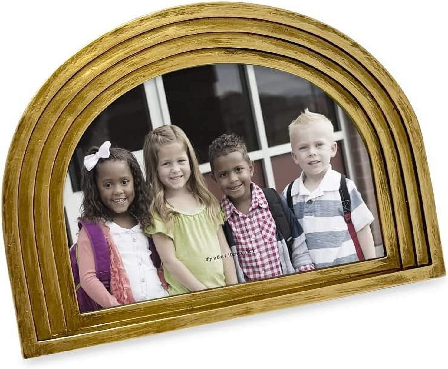 Isaac Jacobs 4x6 Horizontal Gold Arc Resin Picture Frame with Gradient Design, Decorative Photo