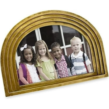 Isaac Jacobs 4x6 Horizontal Gold Arc Resin Picture Frame with Gradient Design, Decorative Photo Frame, Tabletop & Wall Display, Hanging Display & Home Decor 6x4, Gold