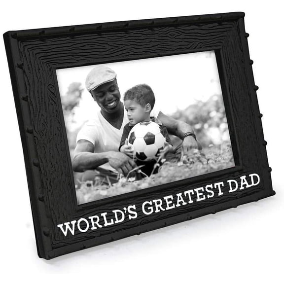 Isaac Jacobs 4x6 Resin Sentiments World's Greatest Dad Picture Frame, Display on Tabletop, Desk Black