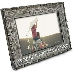 Isaac Jacobs 4x6 Resin Sentiments World's Greatest Dad Picture Frame, Display on Tabletop, Desk Gray