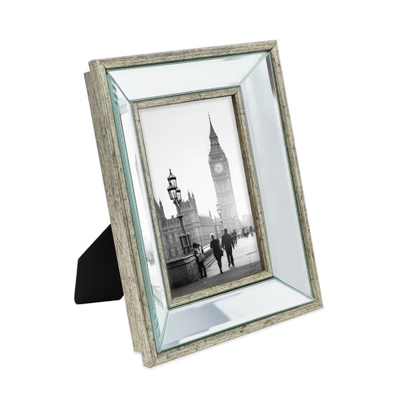 Isaac Jacobs 4x6 Silver Beveled Mirror Picture Frame for Tabletop Display