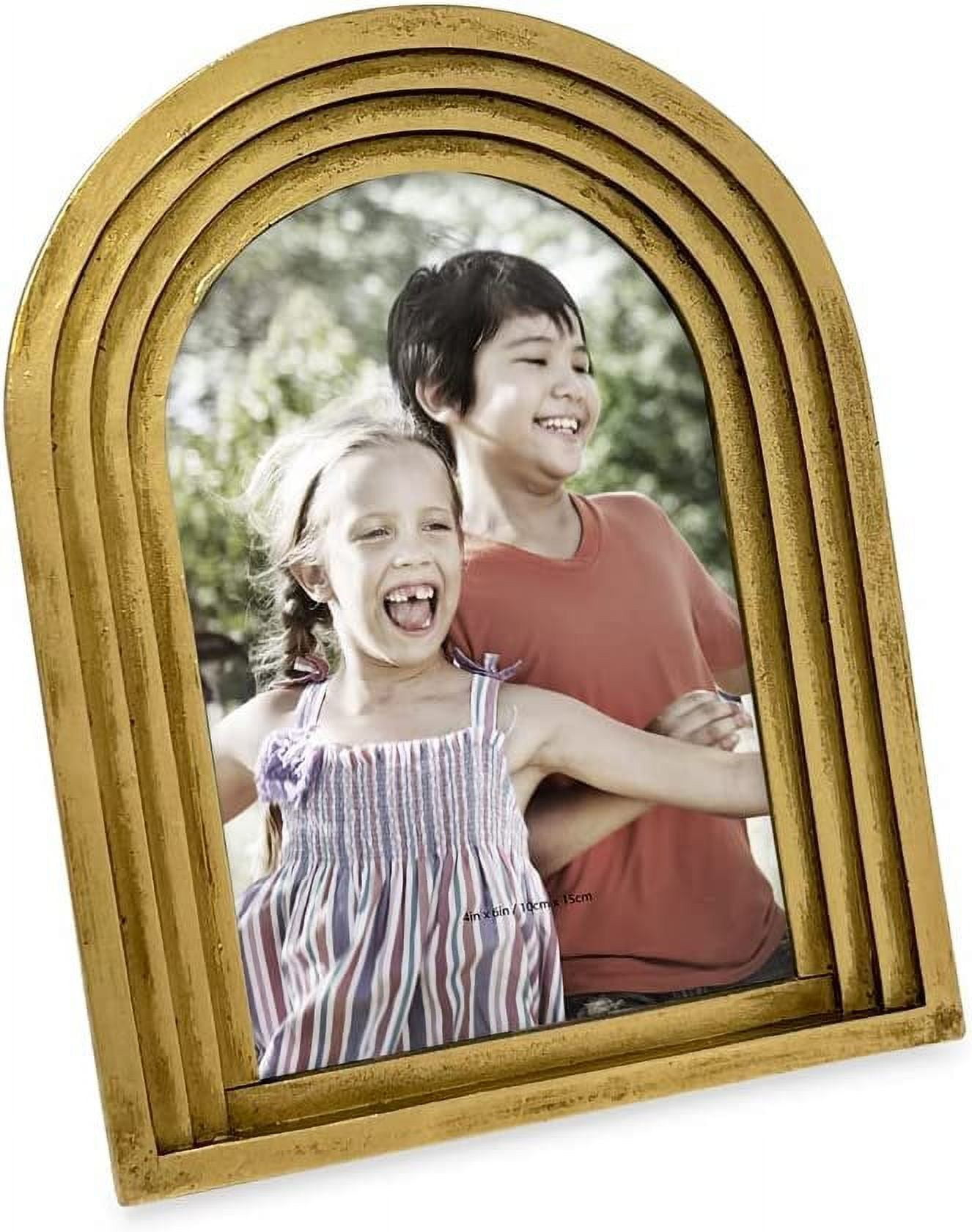 Isaac Jacobs 4x6 Vertical Gold Arc Resin Picture Frame, Decorative Photo Frame, Tabletop & Wall